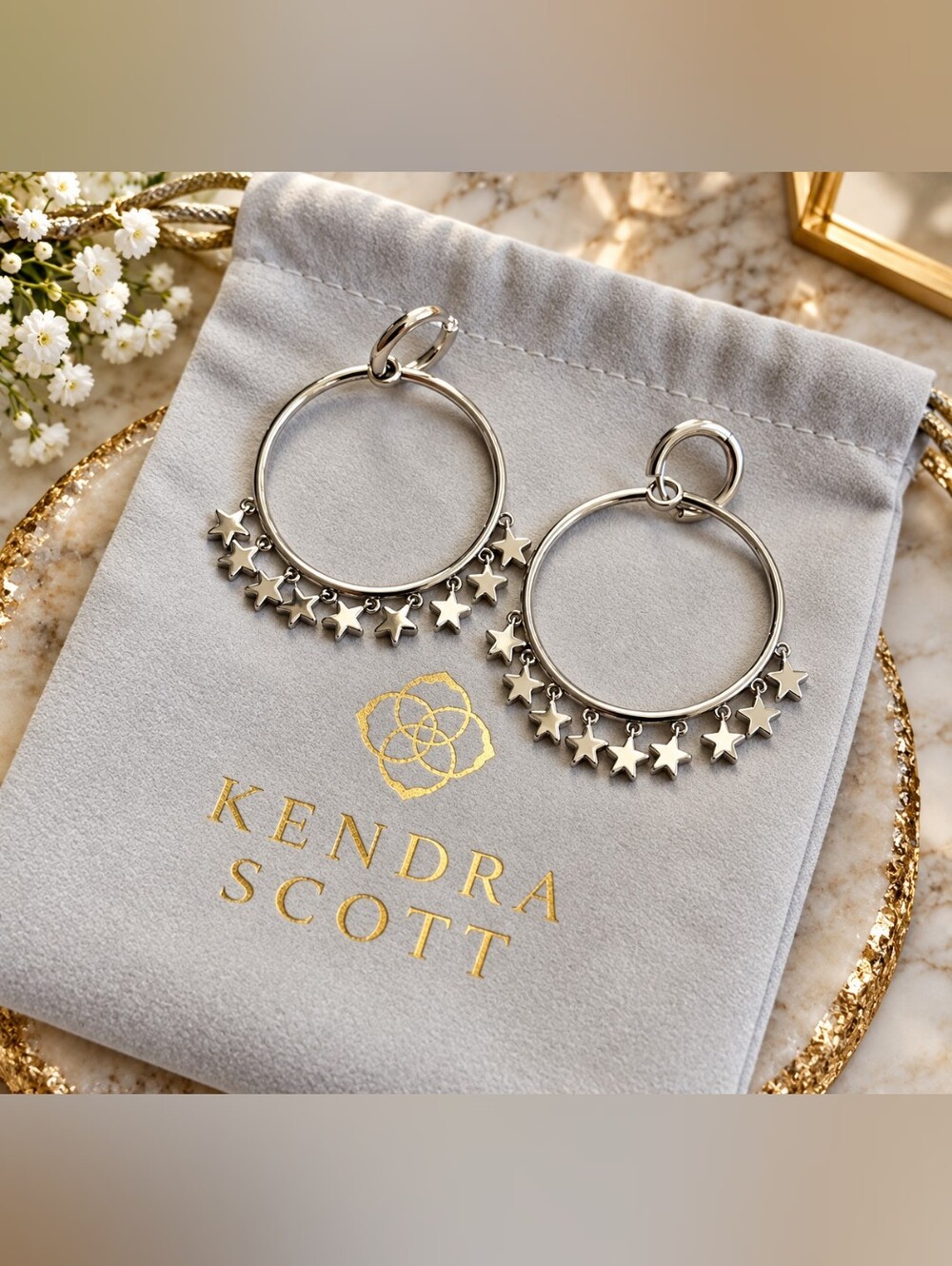 Kendra Scott Silver Star Hoop Earrings